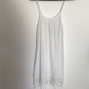 NWT L*Space White Malibu swim cover up with fringe